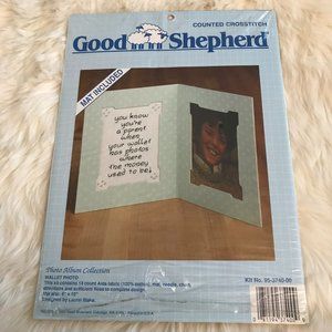 Vintage Good Shepherd counted cross stitch kit photo frame New